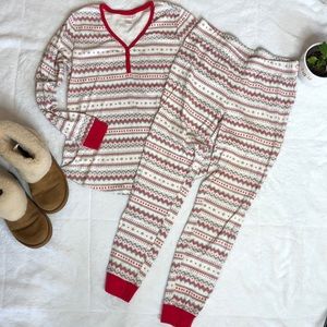 EUC LC by Lauren Conrad Red White Pajama Set M